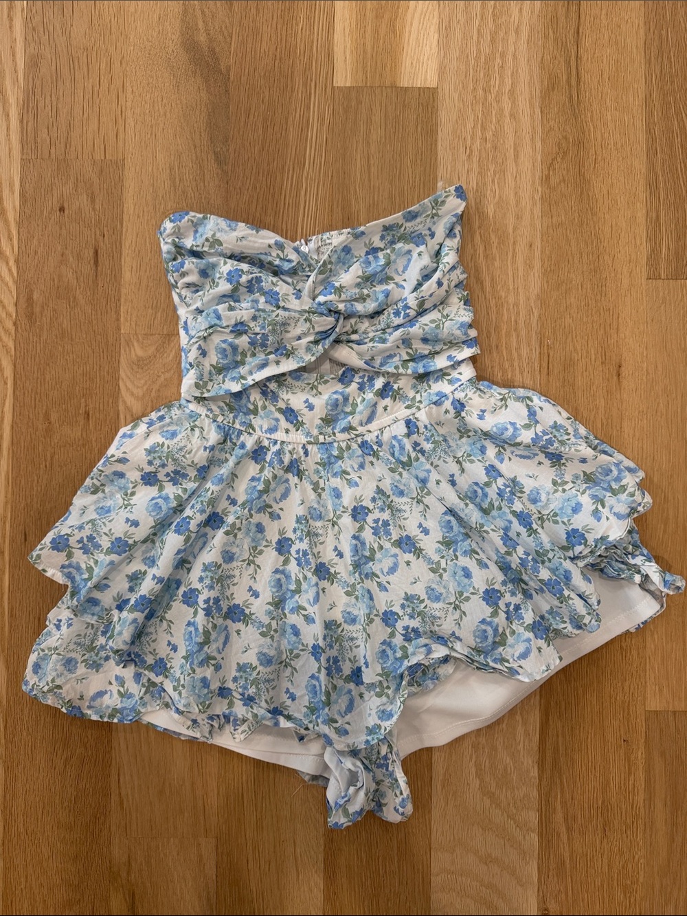 Altar'd State Strapless Blue Floral Romper